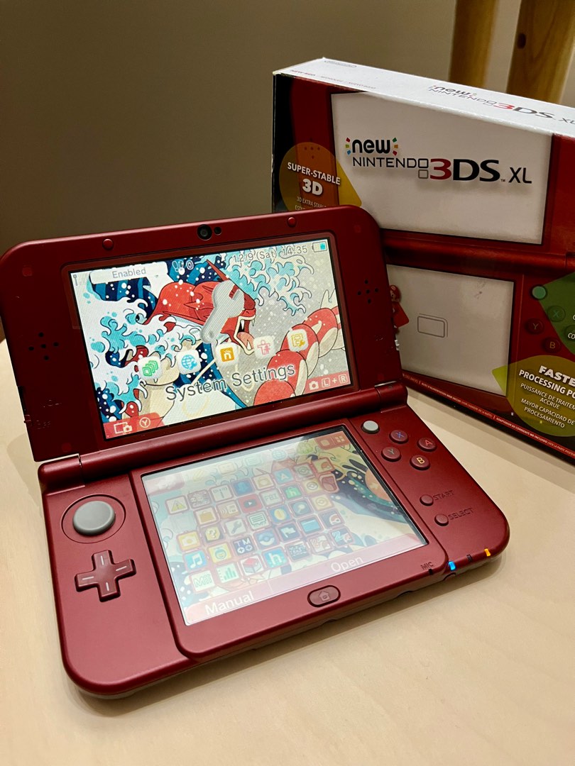 CIB Modded New Nintendo 3DS XL Red with box manuals Ar cards