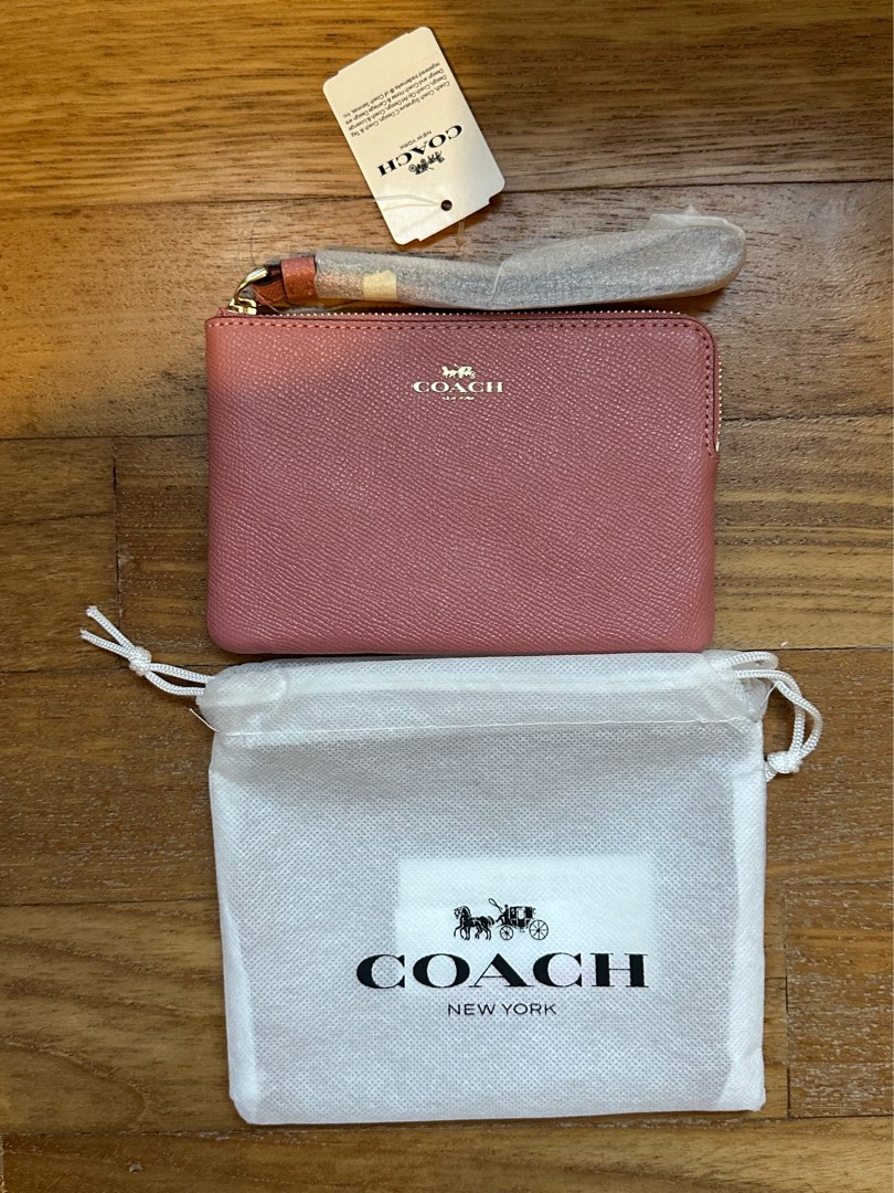 COACH Limited Pac Man Corner Zip Wristlet Case Khaki Color Leather Wallet  6