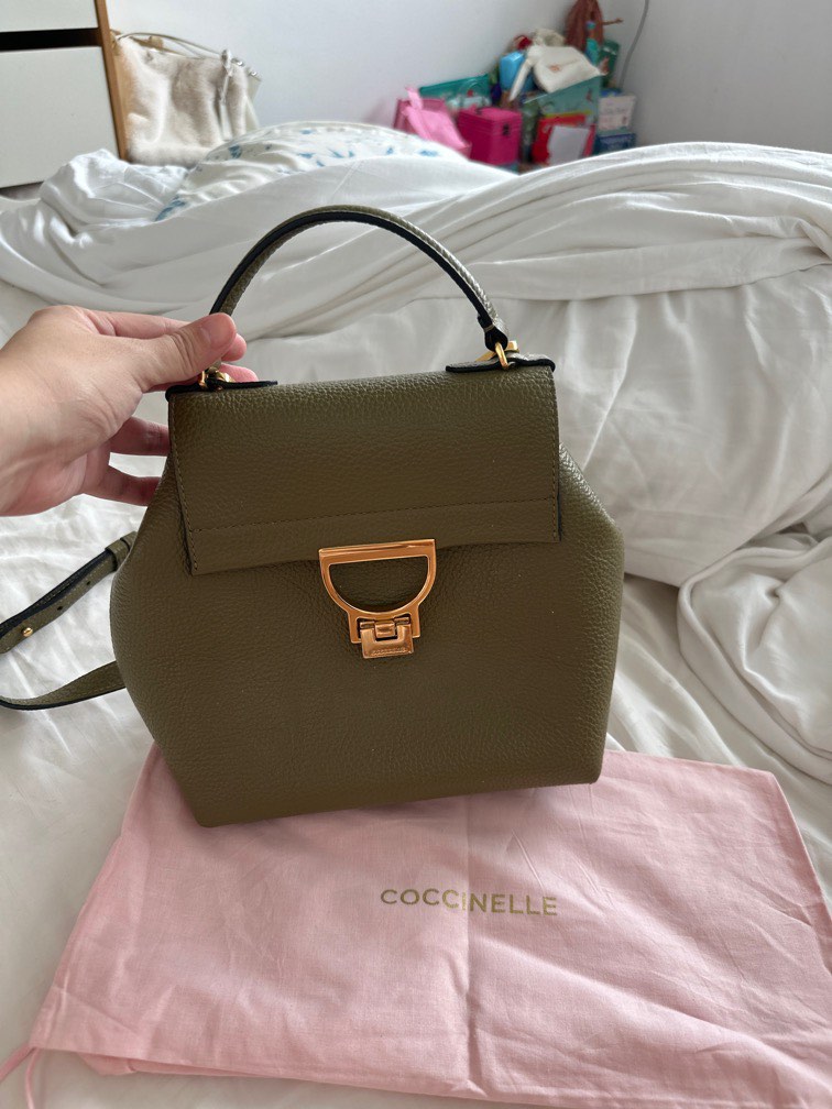 Coccinelle Olive Green Genuine Leather Backpack Women s Fashion
