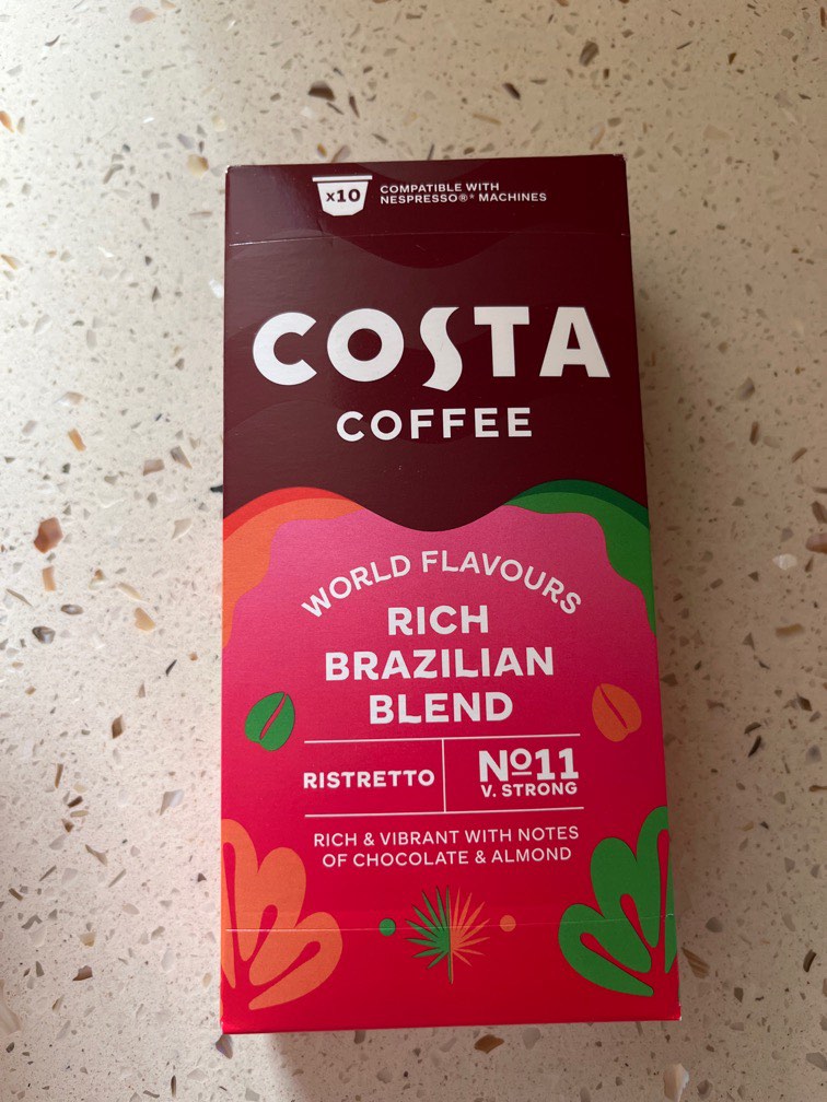COSTA coffee nespresso pods ristretto rich Brazilian blend, Food