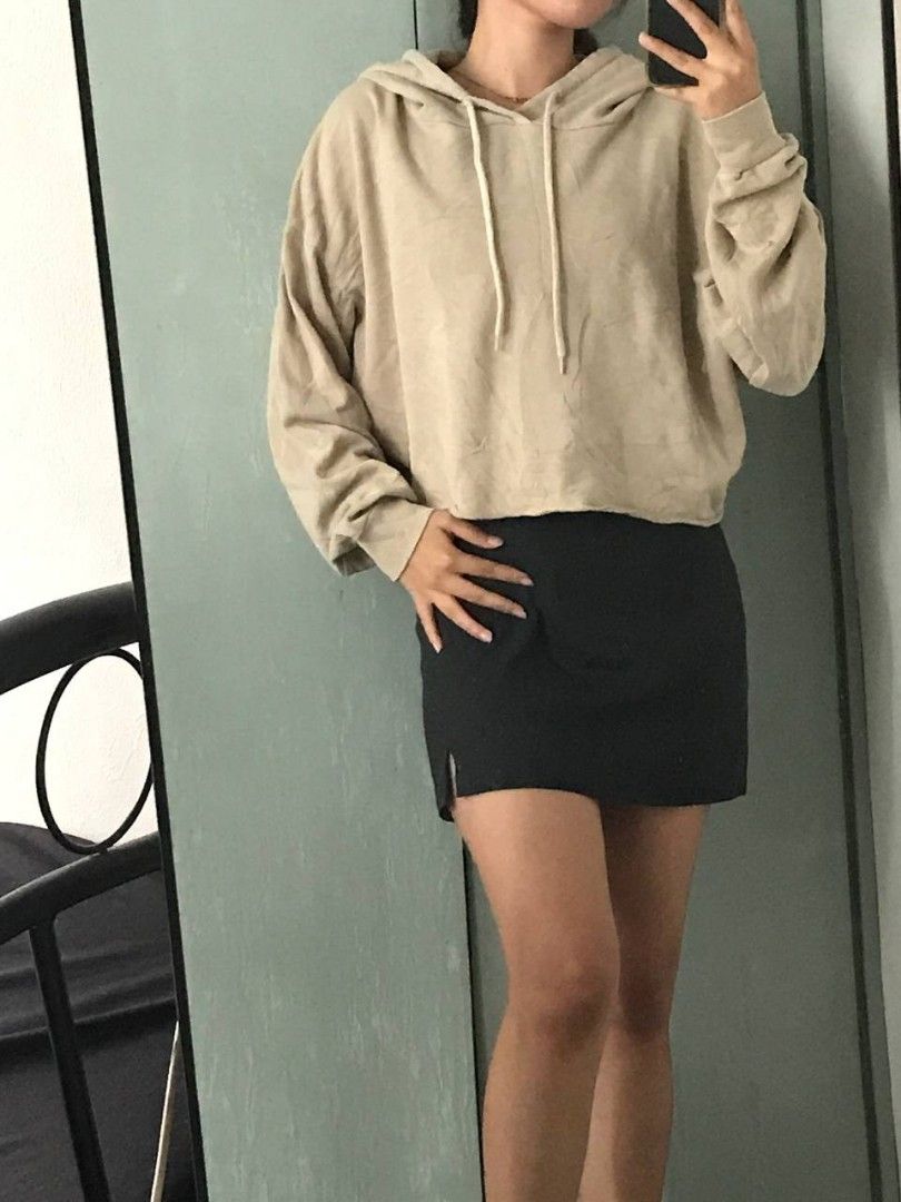 COTTON ON Beige Cropped Hoodie Women s Fashion Coats Jackets