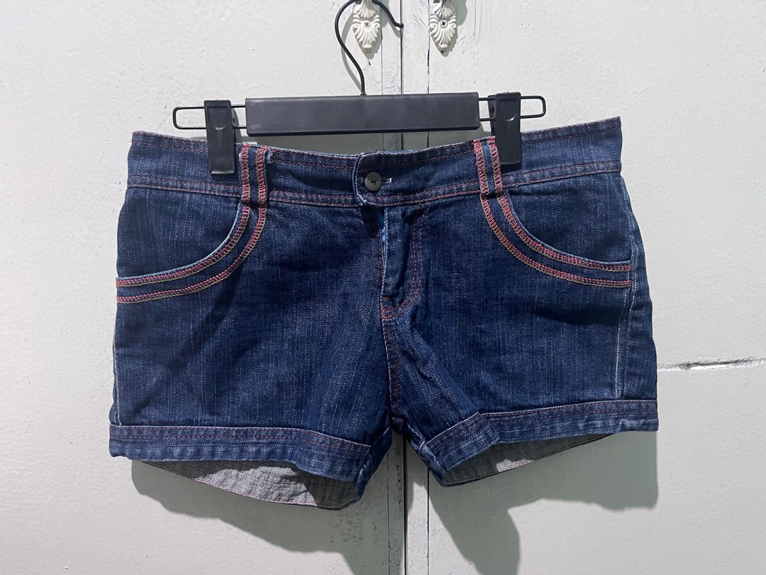 Dark Blue Denim Shorts, Women's Fashion, Bottoms, Shorts on Carousell