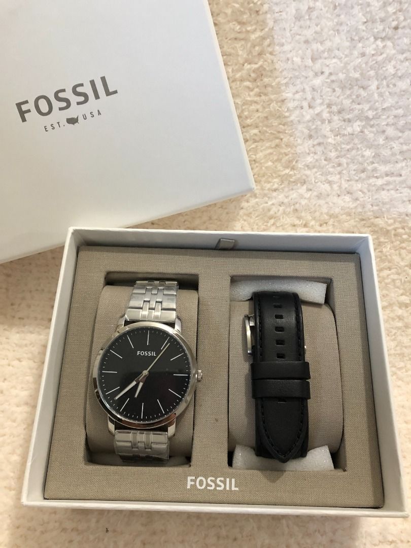 Fossil Luther 3H Three Hand Interchangeable Strap Gift Set Men s