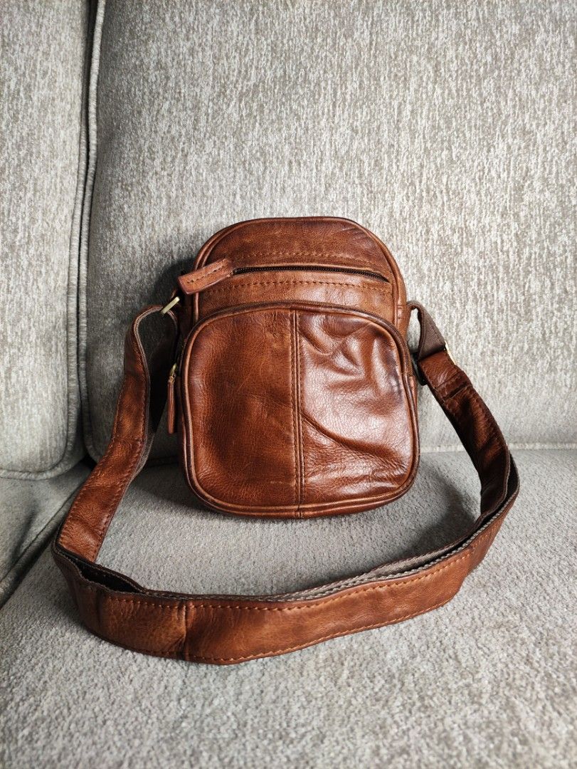 Genuine leather sling on sale bag