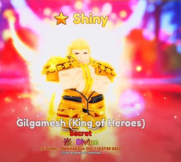 Anime Adventures Roblox Shiny/Unobtainable/Limited Units (GILGAMESH ADDED)