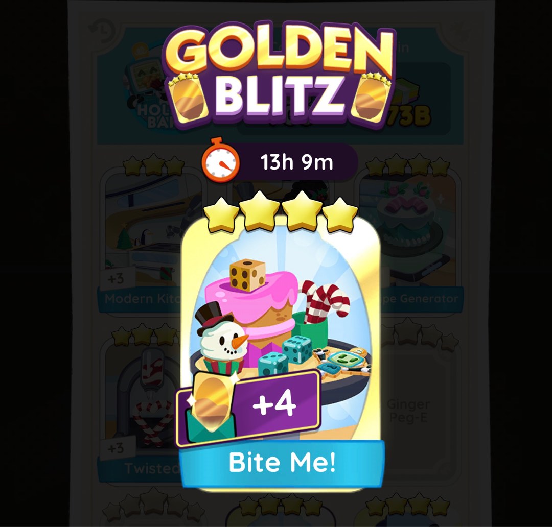 [GOLDEN BLITZ] Bite me / Monopoly go / 4 stars GOLD, Video Gaming