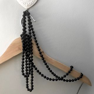 Gothic Alt Lolita Long Pearl Black Necklace