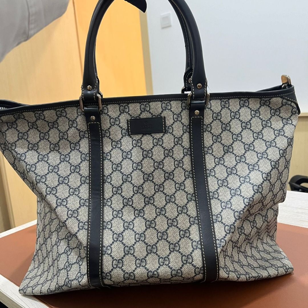 Gucci canvas top tote black