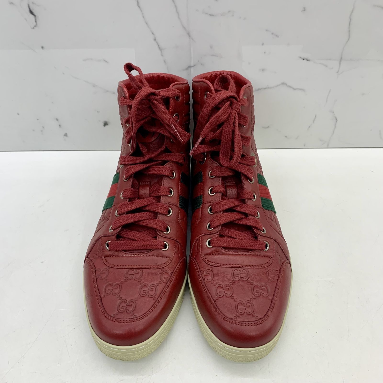 GUCCI 221825 ACE HIGH CUT RED 8.5 SNEAKERS 237040186 WE