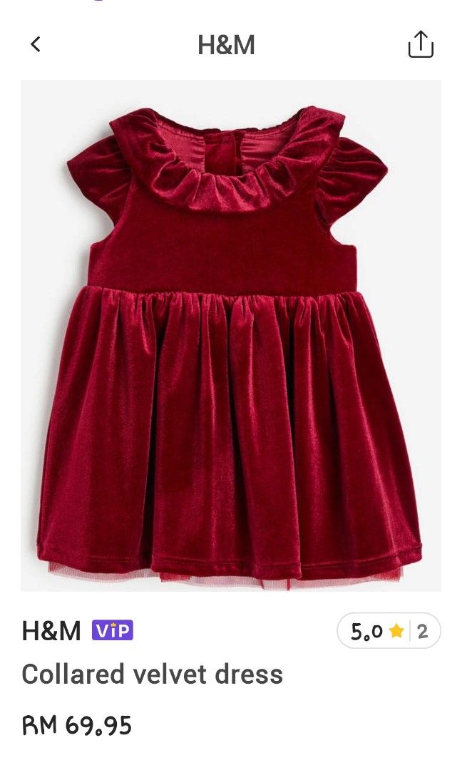H M baby red velvet dress