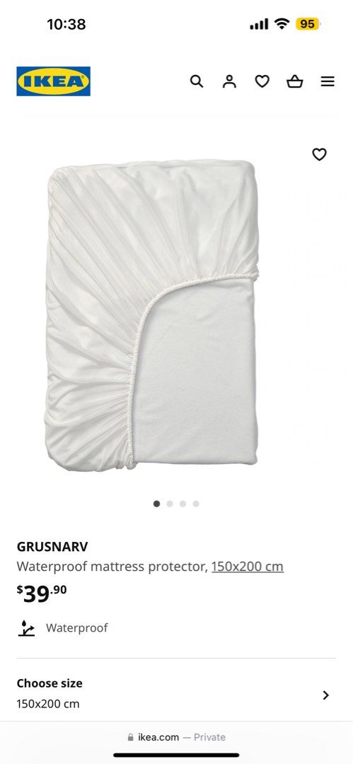 GRUSNARV Waterproof mattress protector, King - IKEA