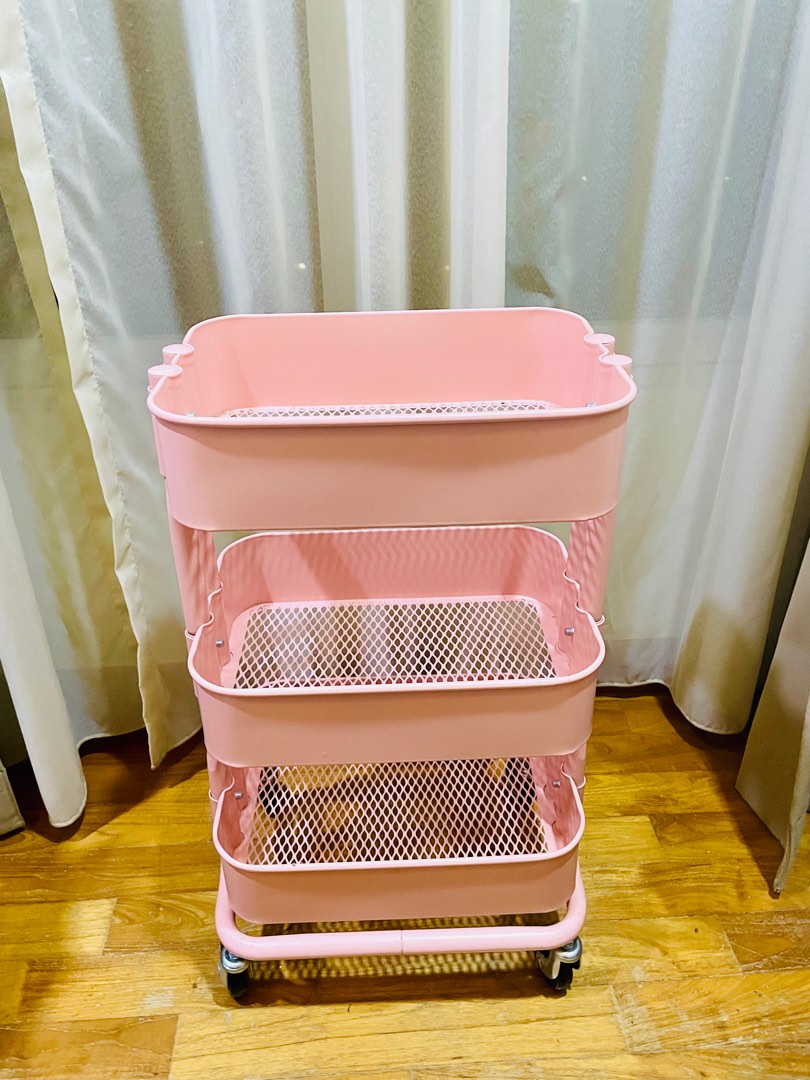 Moving out Sale-IKEA RASHULT Trolley (pink -red), Furniture & Home ...