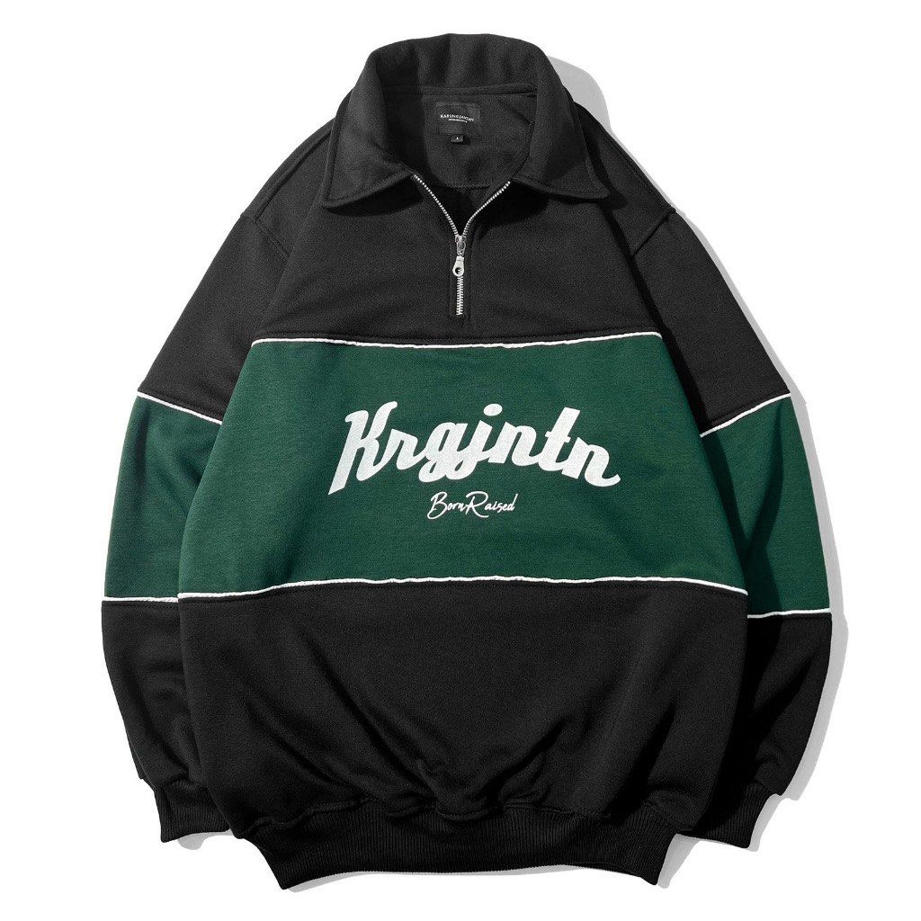 [INSTOCK] “Krgjntn” Distro Oversized Unisex Half-zip Rugby Sweater