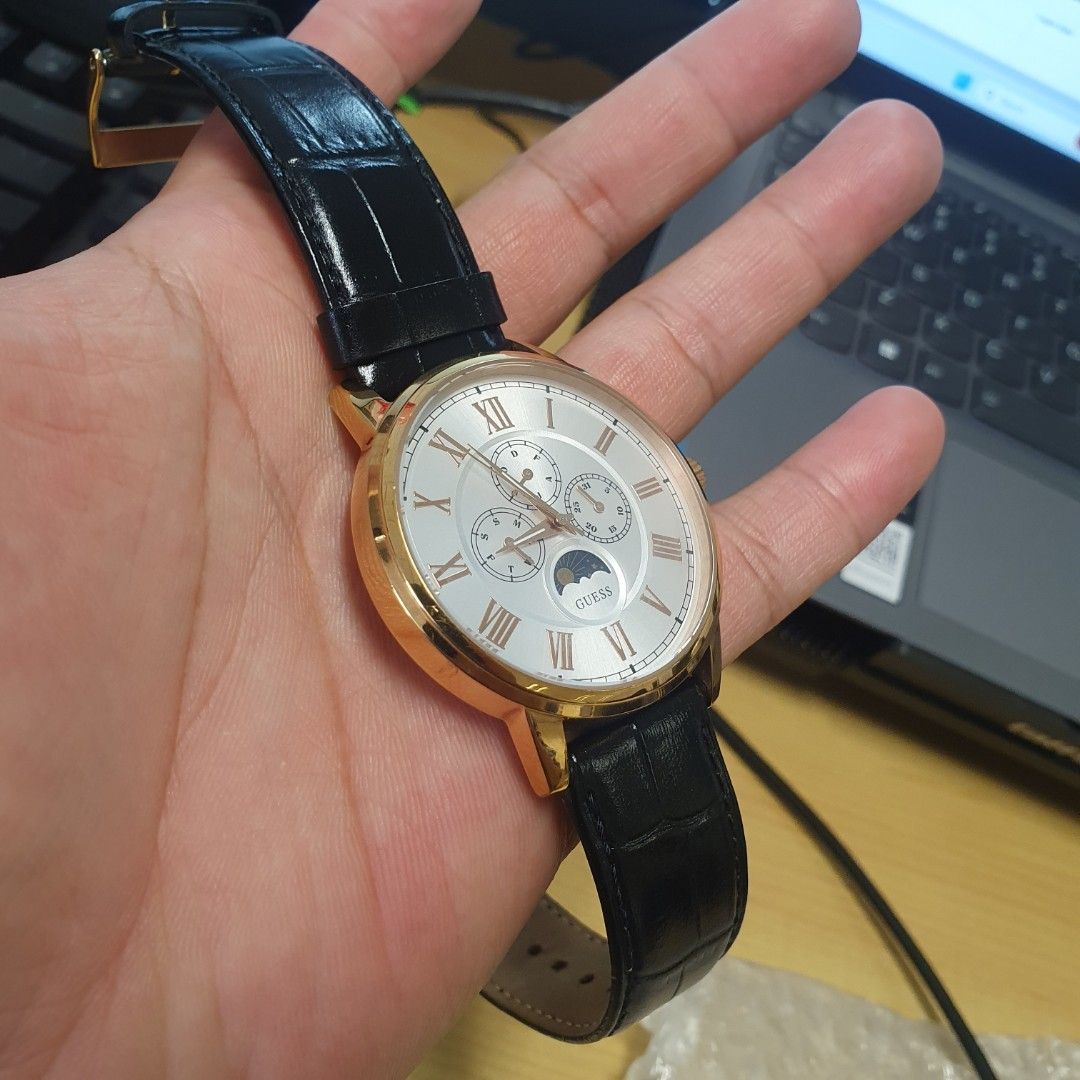 Jam Mewah Guess W0870G2 Moonphase Elegan Fesyen Pria Jam Tangan