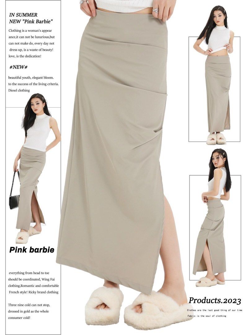 Khaki long skirt Women s Fashion Bottoms Skirts on Carousell