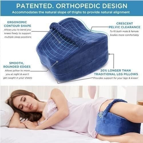 Contoured Inflatable Travel Pillow Fits Between Knees to Provide Support  for Lower Back, Hips, and