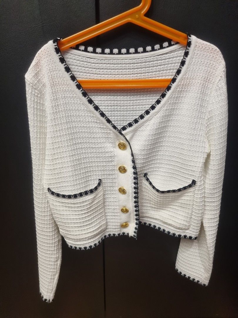 Korean Knitted Cardigan with Gold Buttons Women s Fashion Tops
