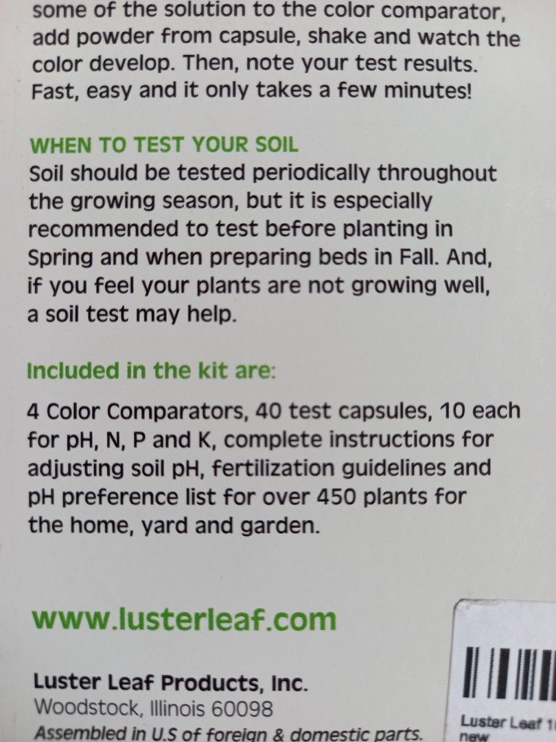 Luster Leaf Rapitest Soil Test Kit, Furniture & Home Living, Gardening ...