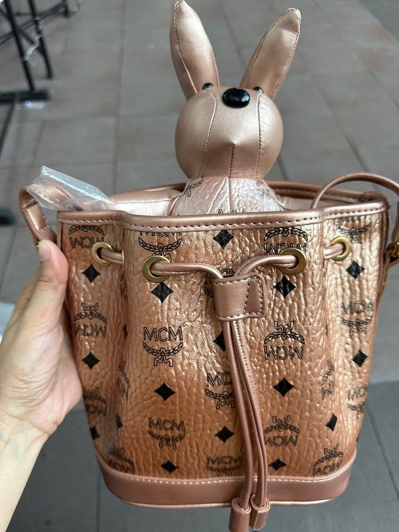 Mcm rabbit best sale drawstring bag