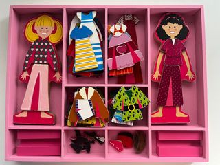 Melissa & Doug Magnetic, Wooden Dress-Up Dolls Abby & Emma Play Set Ages 3+