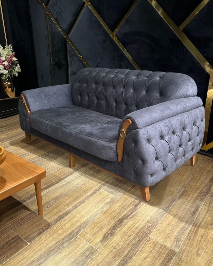Navy Blue Sueado Designer 3 Seater Sofa , Furniture & Home Living
