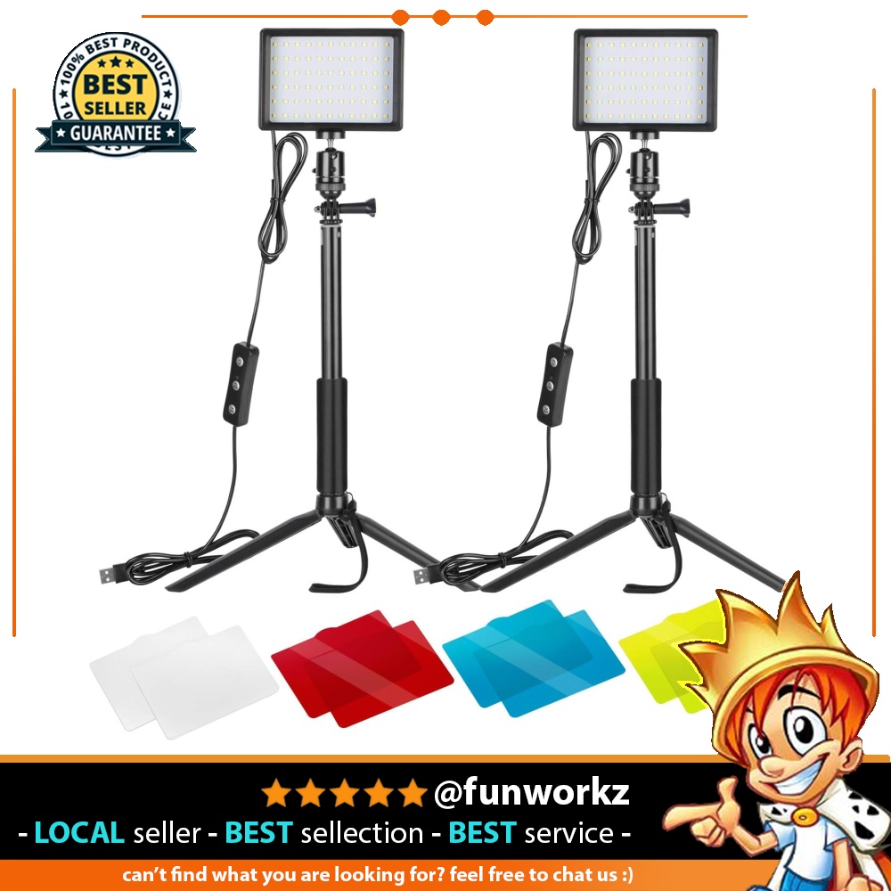 NEEWER 2 Pack Tabletop Dimmable 5600K USB LED Video Lighting with Colo