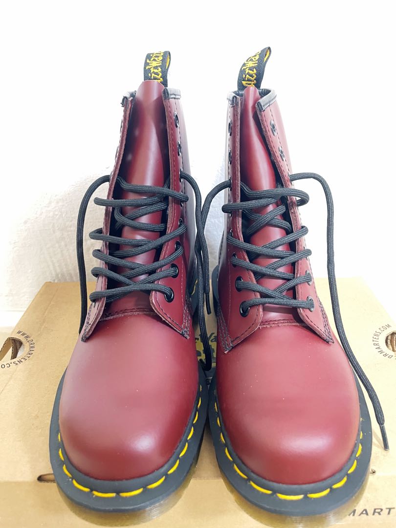 Red leather cheap doc martens