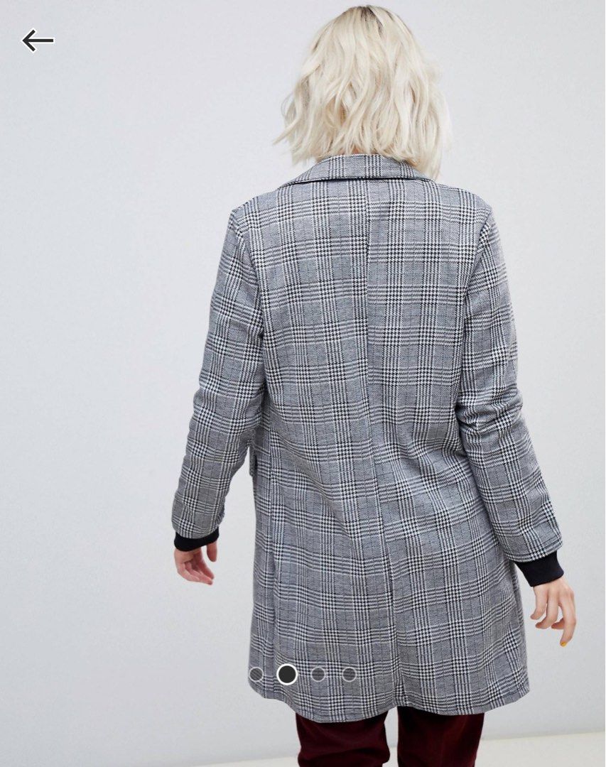 New Look Longline Coat in Check Pattern Women s Fashion Coats Jackets and Outerwear on Carousell