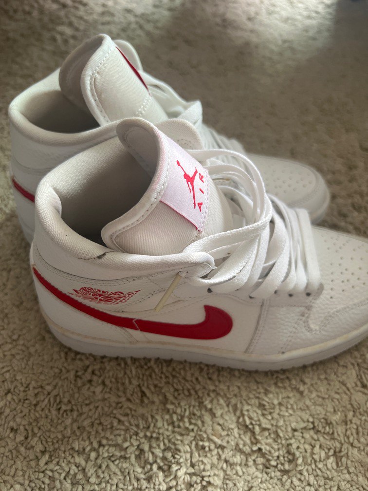 Nike Air Jordan Mids Red/White, Women's Fashion, Footwear, Sneakers on