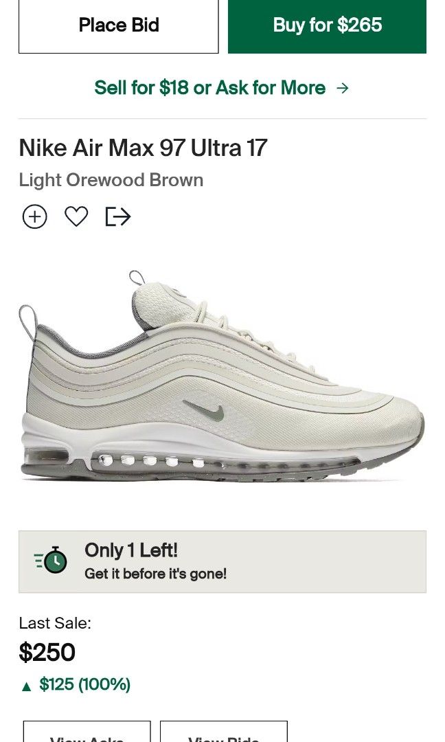Nike air max 97 ultra 17 light bone top