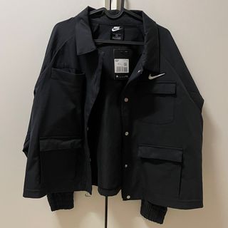 Nike Swoosh woven utility jacket in black