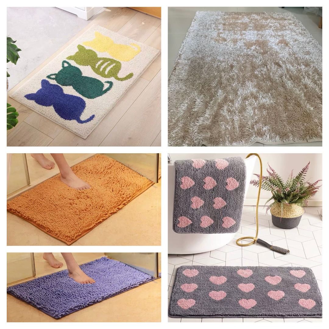 Cute Cat Printed Mat,thickened Soft Bath Mat For Bathroom, Water