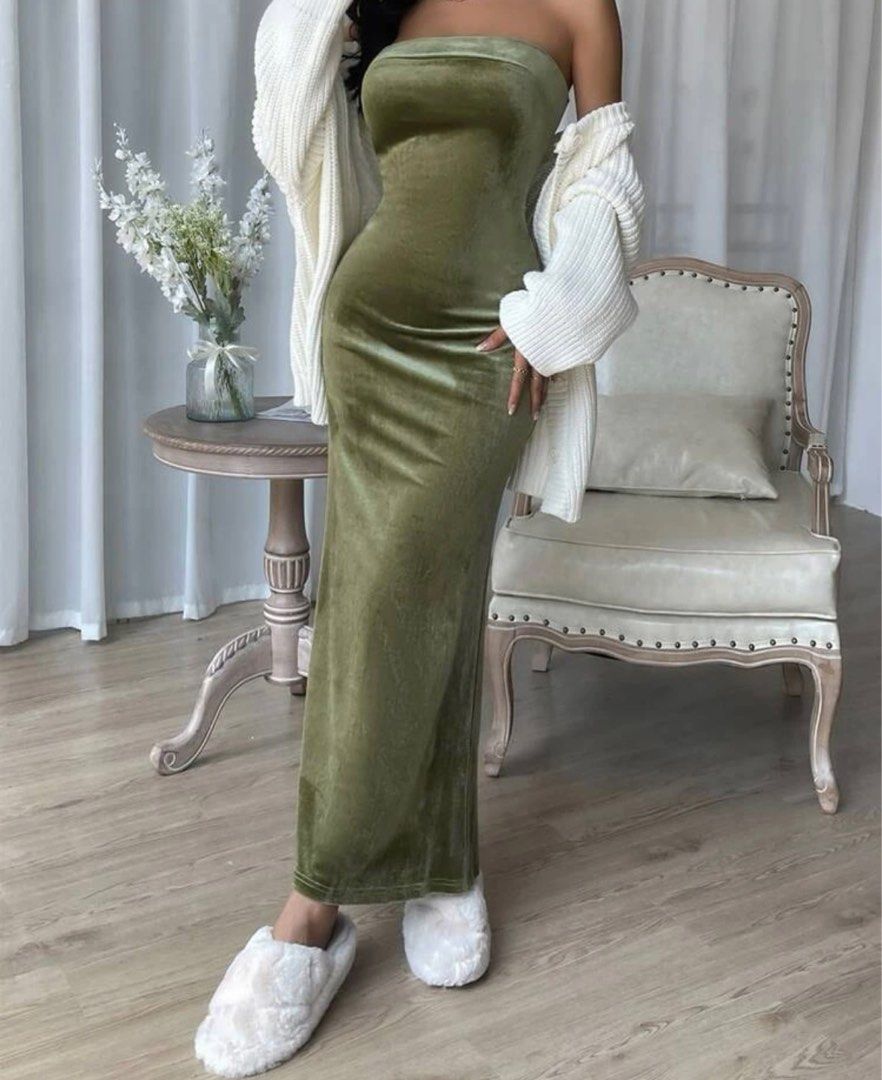 Olive green deals tube dress