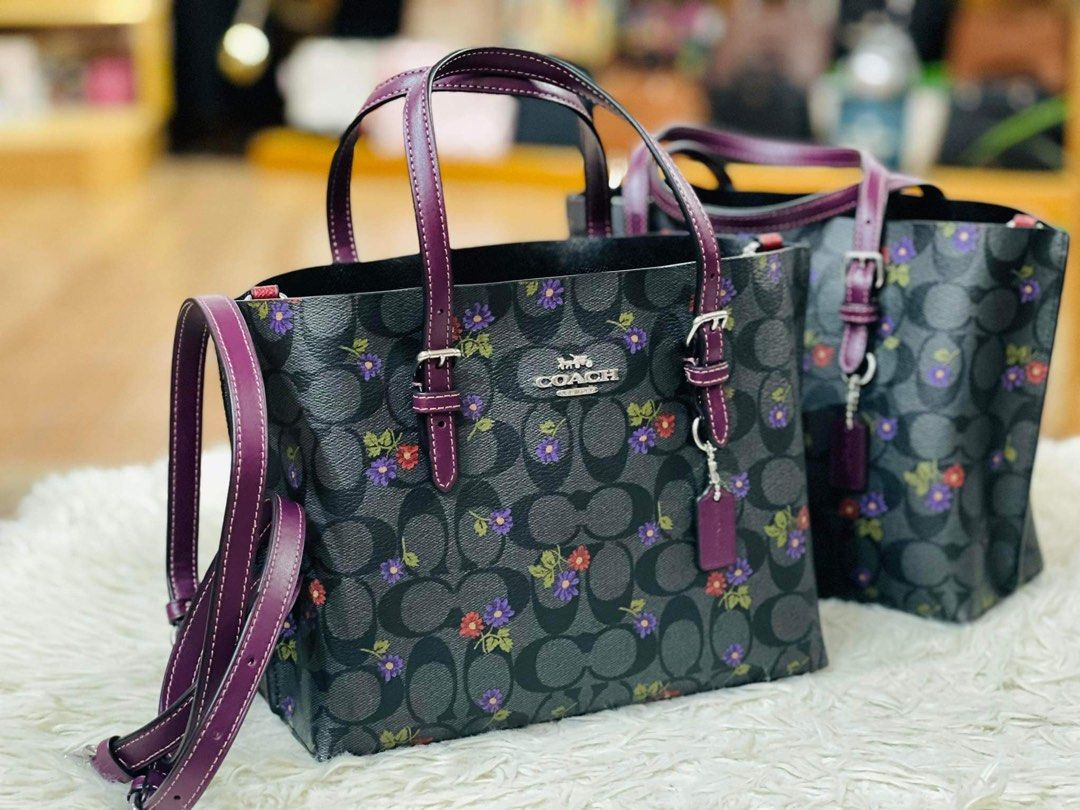 Coach purse with purple flowers store