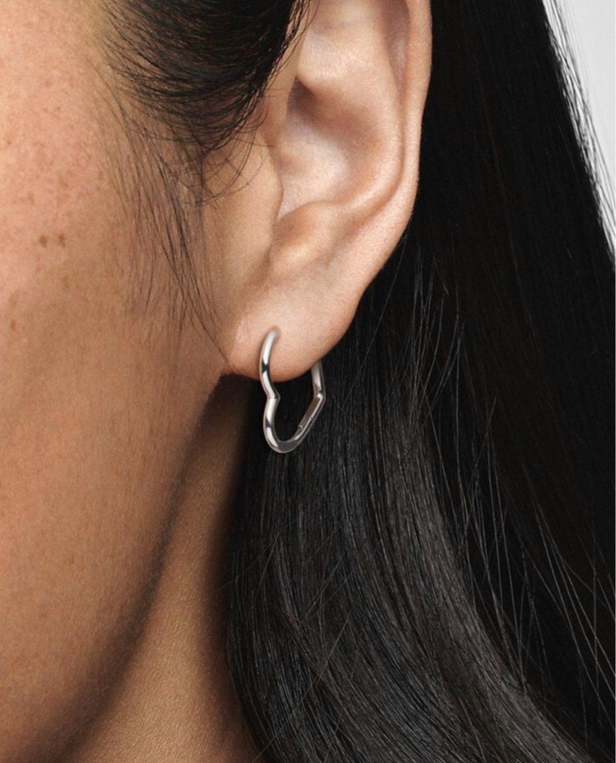 Pandora asymmetric heart hoop earrings rose gold new arrivals