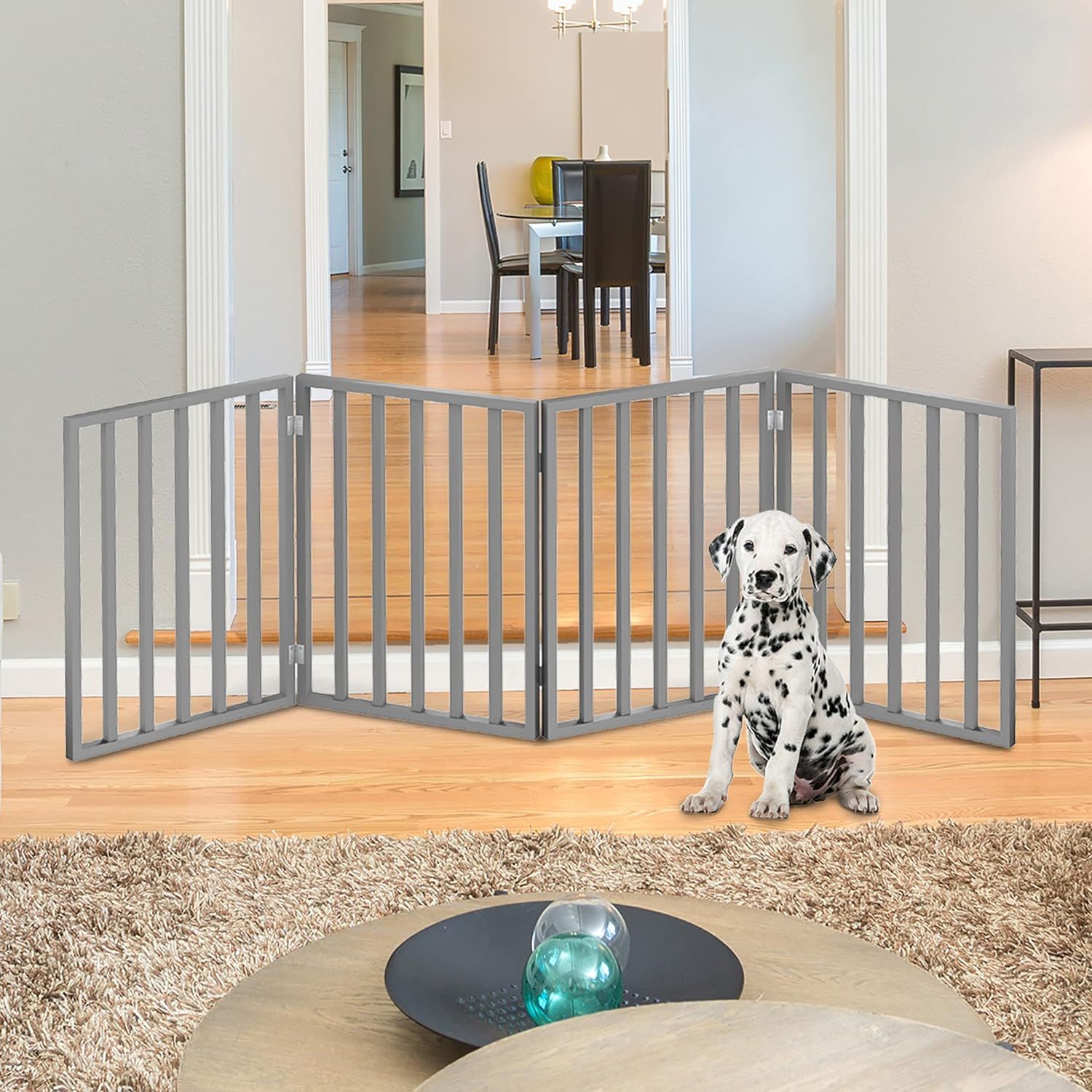 PETMAKER Pet Gate 4 Panel Indoor Foldable Dog Fence for Stairs