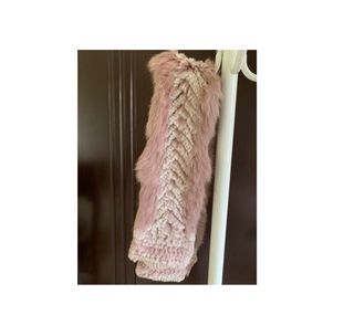 Pink and white fur shawl