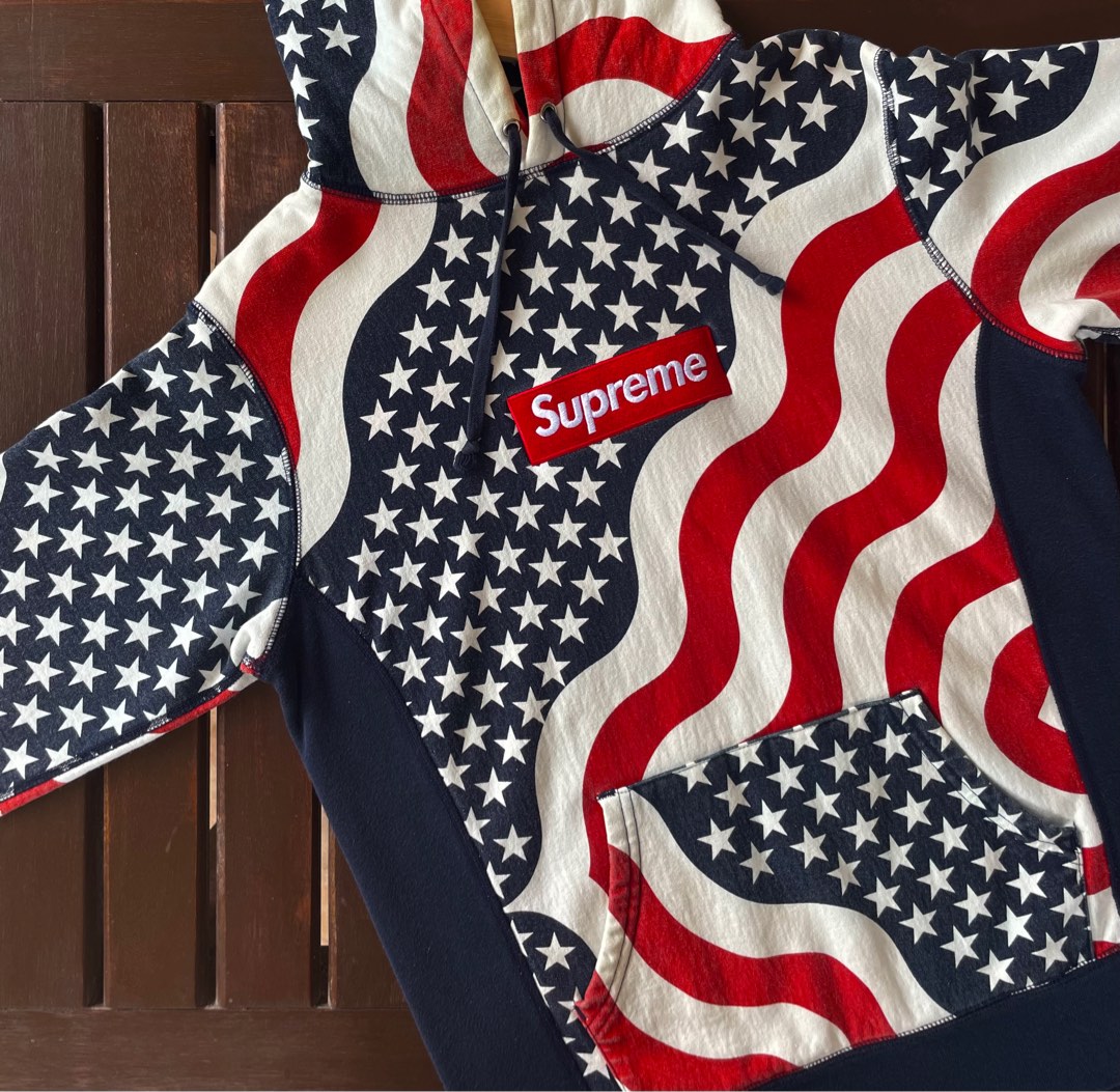 Rare Piece Supreme USA Flag Hoodie Men s Fashion Tops