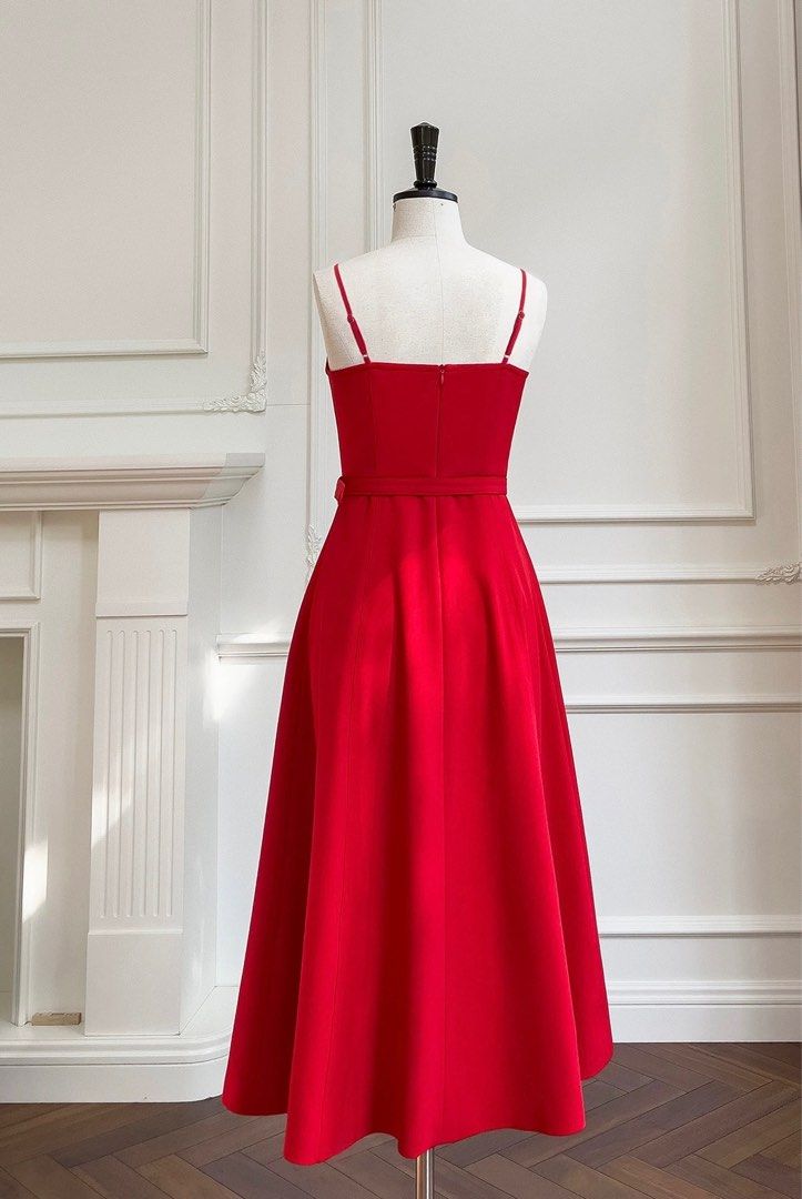 Red dress sales with spaghetti straps