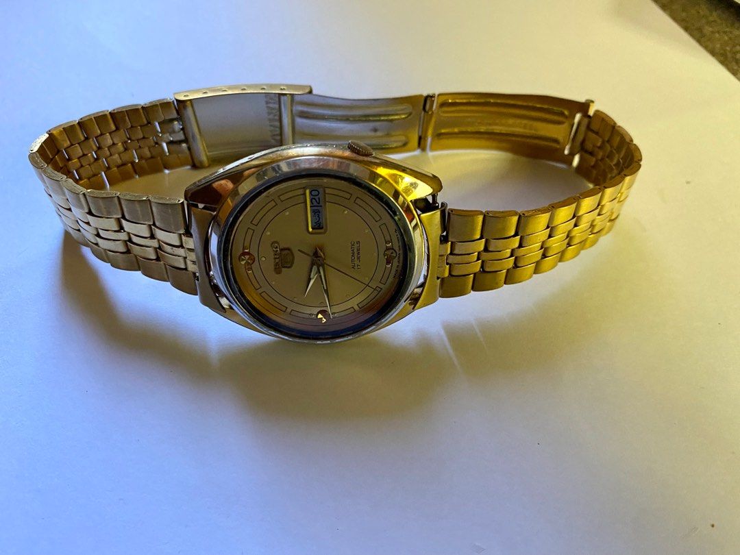 Seiko 5 automatic 21 jewels gold plated store