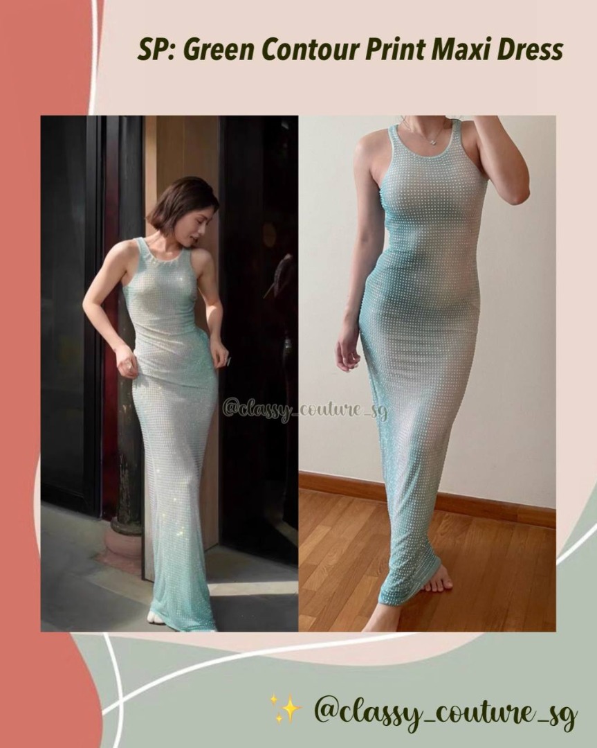 self portrait green rhinestone dress Green Rhinestone Maxi Dress – self-portrait-US main image 1