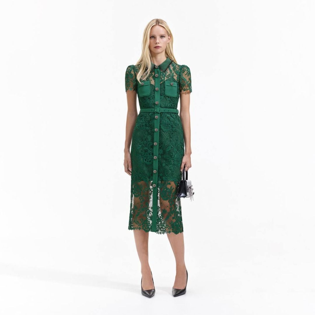 Self portrait green and black dress top