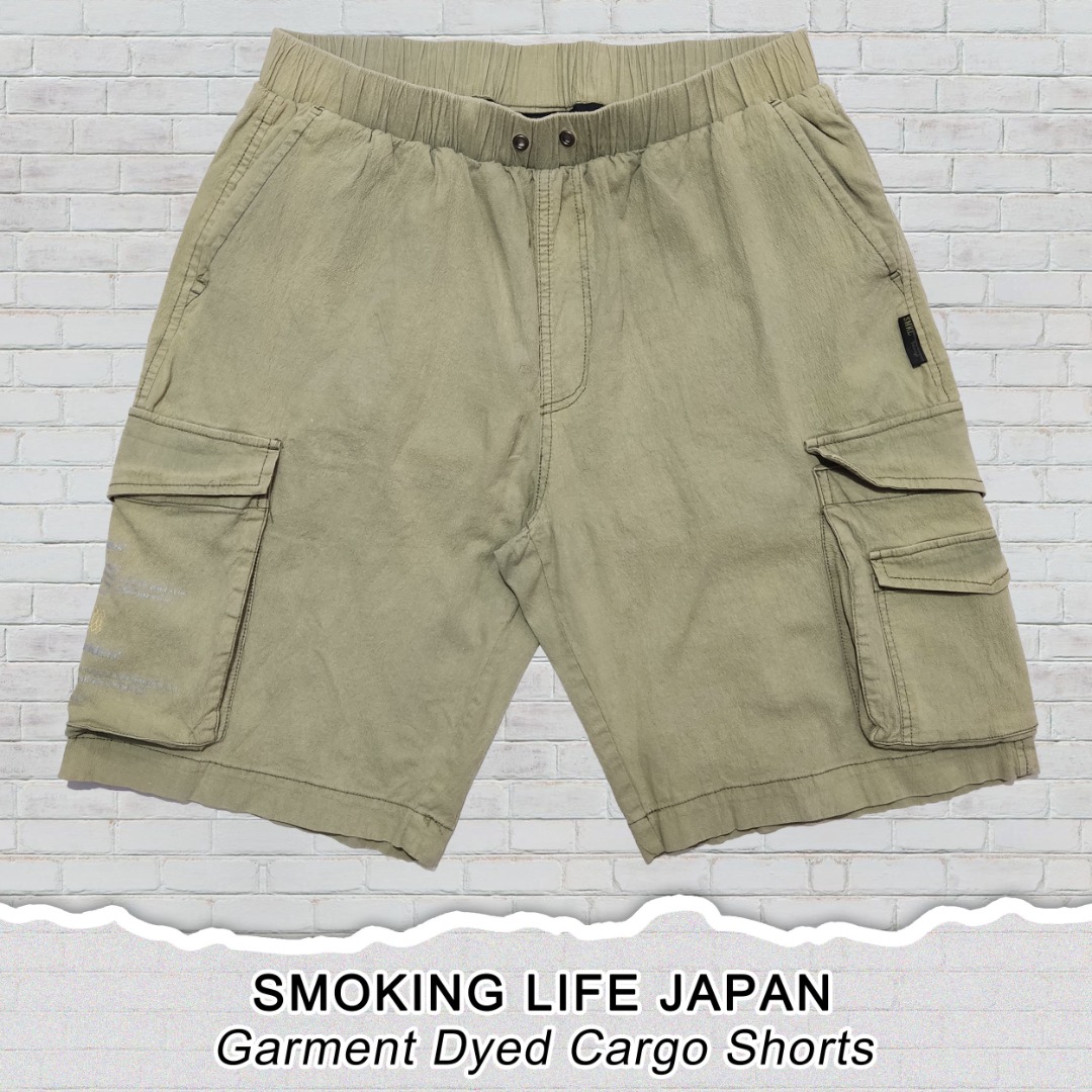 SMOKINGLIFE JAPAN Garment Dyed Cargo Shorts, Men's Fashion, Bottoms