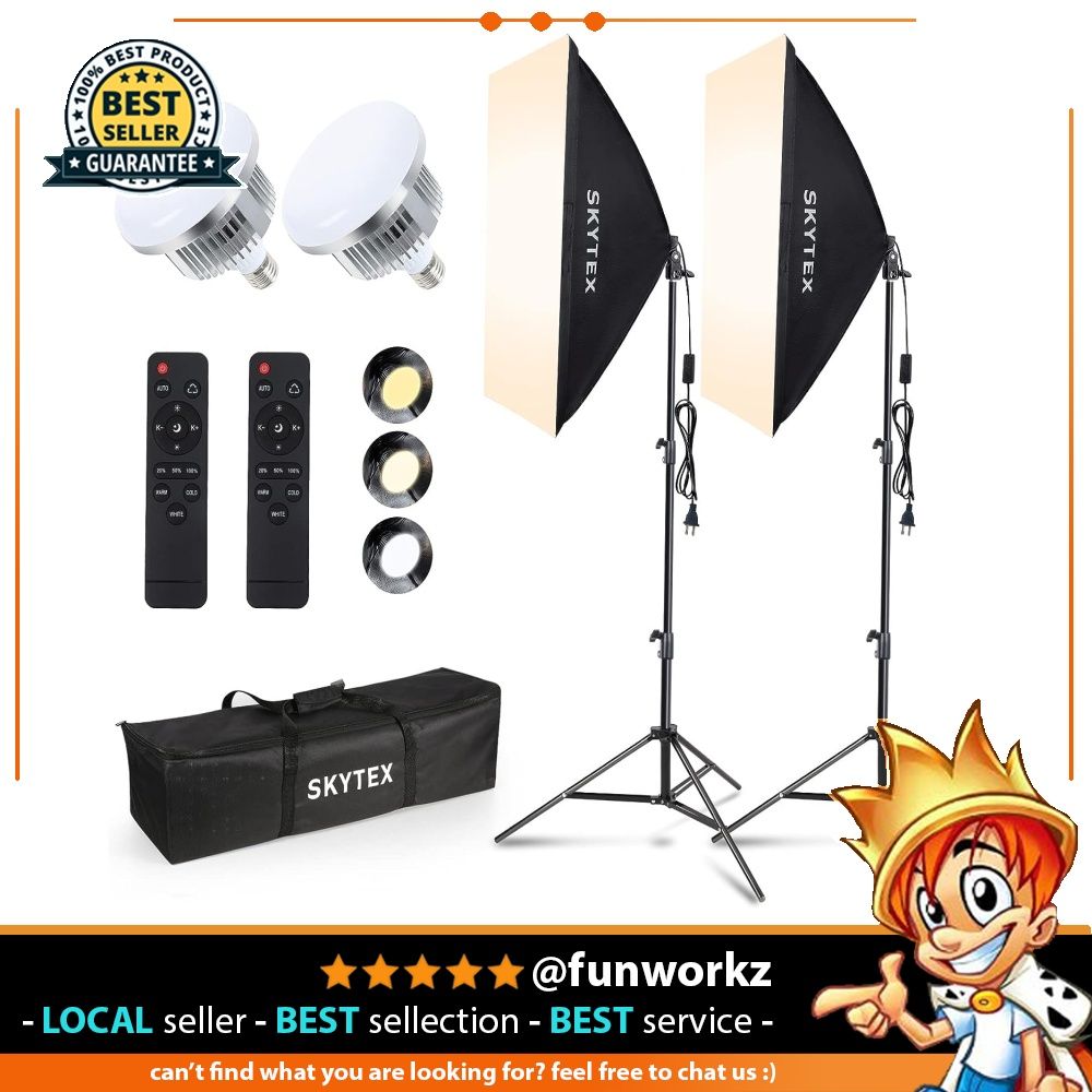 Softbox Lighting Kit, skytex Continuous Photography Lighting Kit with  2x20x28in Soft Box | 2x135W 5500K E27 Bulb, Photo Studio Lights Equipment  for