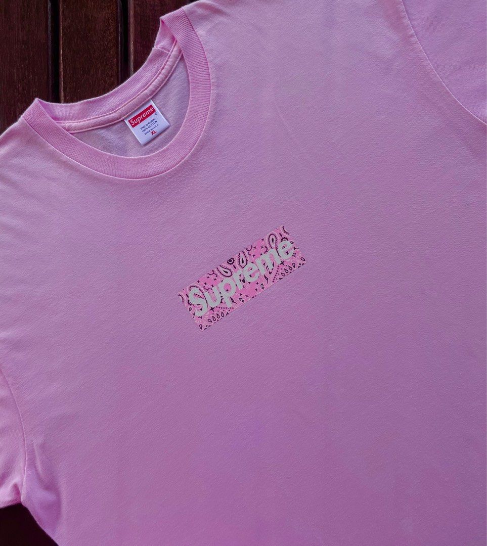 Supreme pink box logo tee store