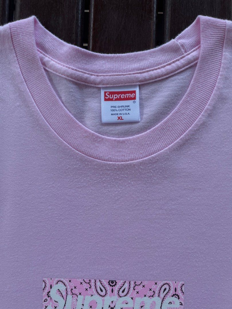 Supreme pink box logo tee discount