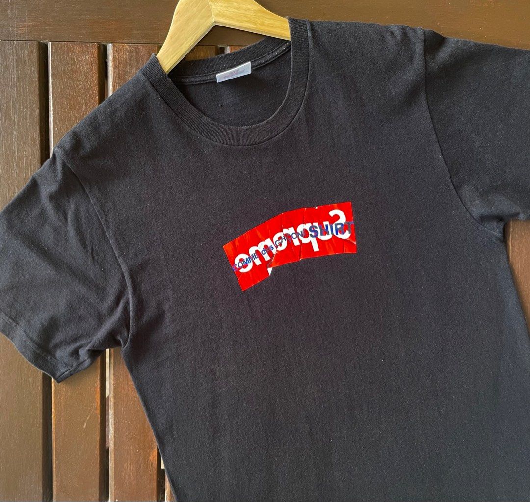 Supreme comme des garcons shirt box logo tee black sale