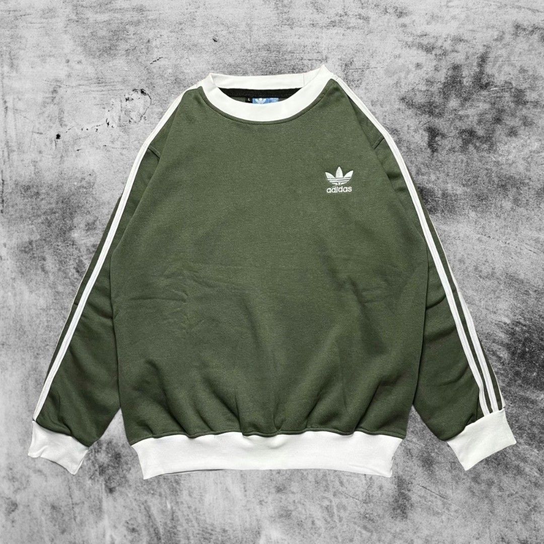 Sweater Crewneck Adidas 3 Foil Hijau Army