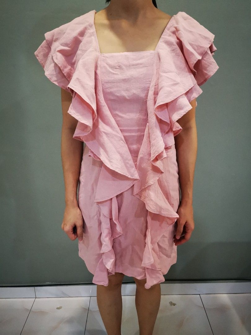 Topshop pink ruffle dress cheap