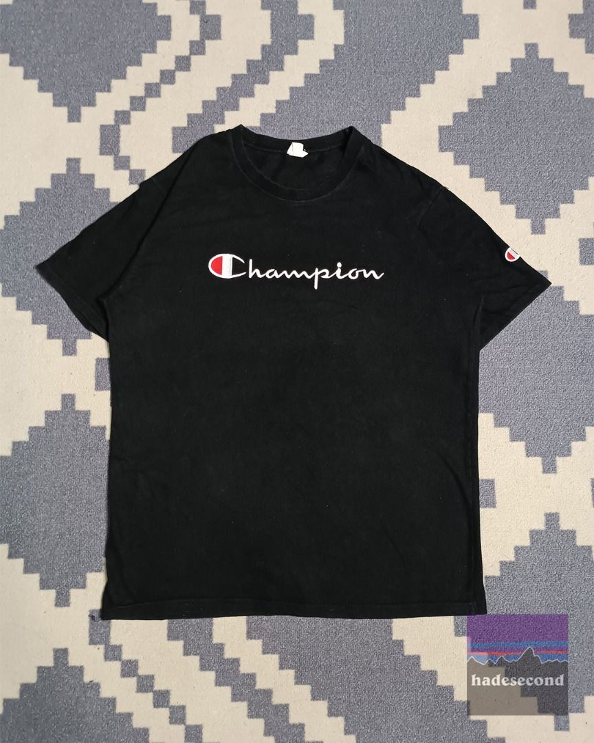 HARGA NETT T Shirt Champion Script Fesyen Pria Pakaian Atasan